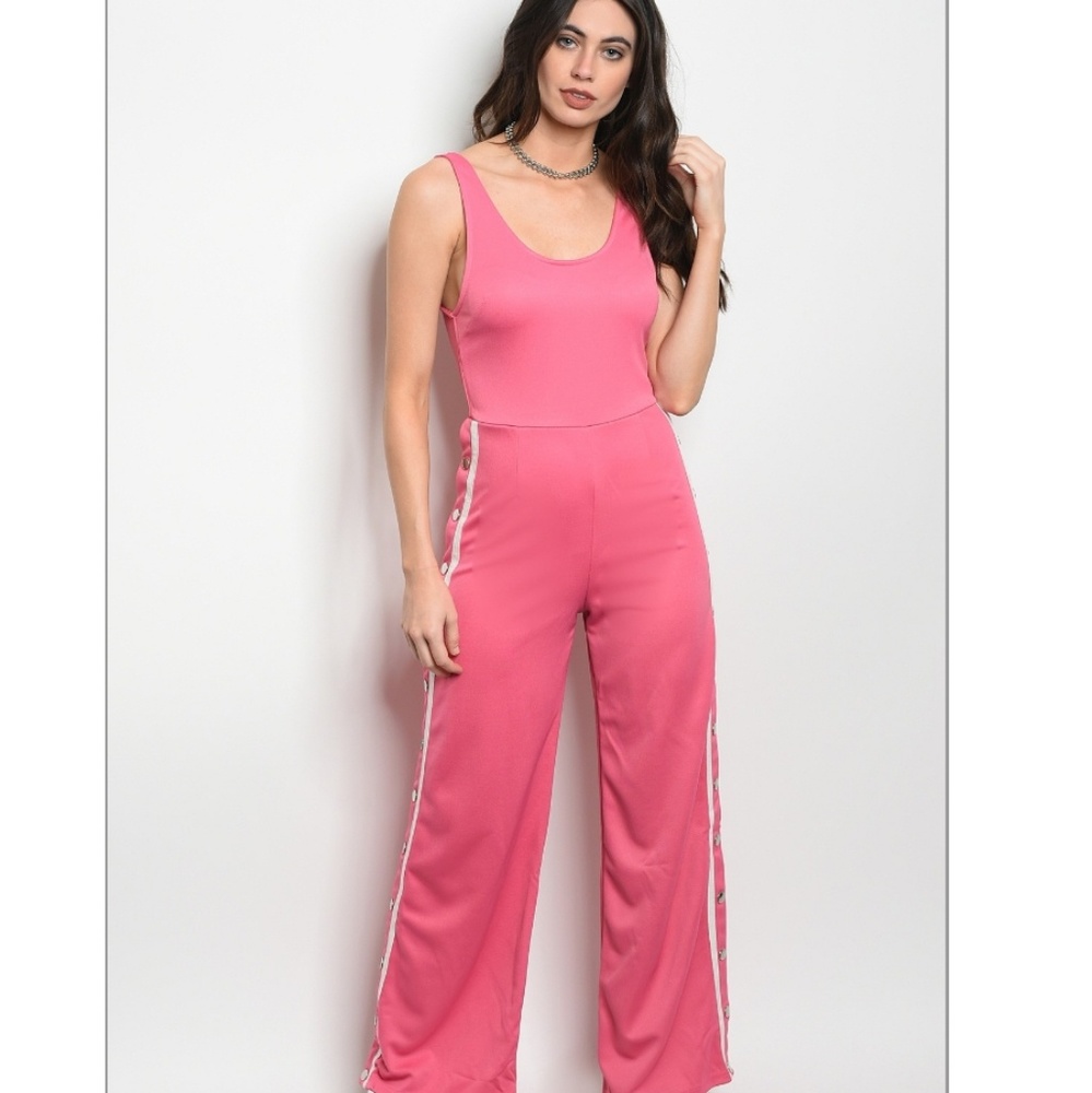 Pink Snap pant jumpsuit